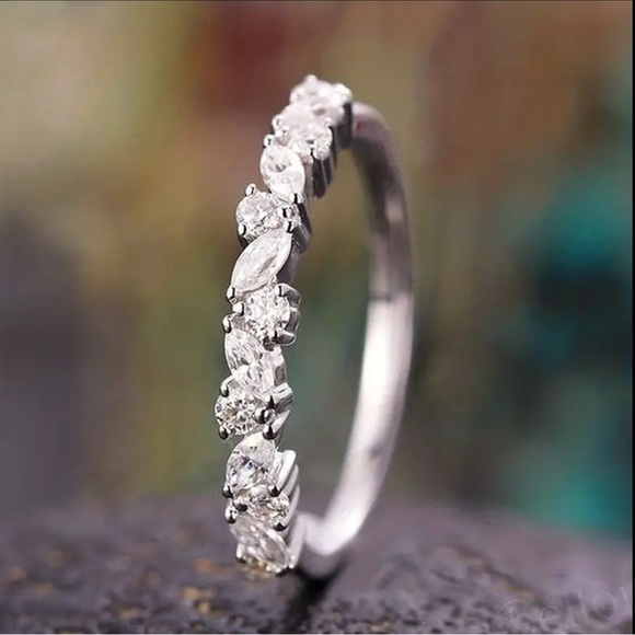 - -Beautiful Lux Petite Pear& Round Cut Lab Created Diamond Band - Picture 6 of 16